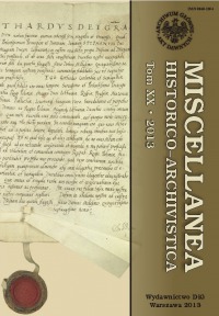 Miscellanea Historico-Archivistica, tom XX